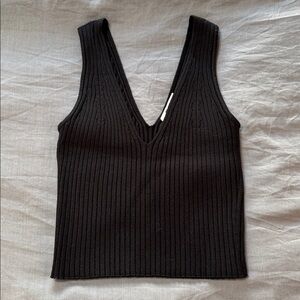 Madewell Black Ribbed Knit Top